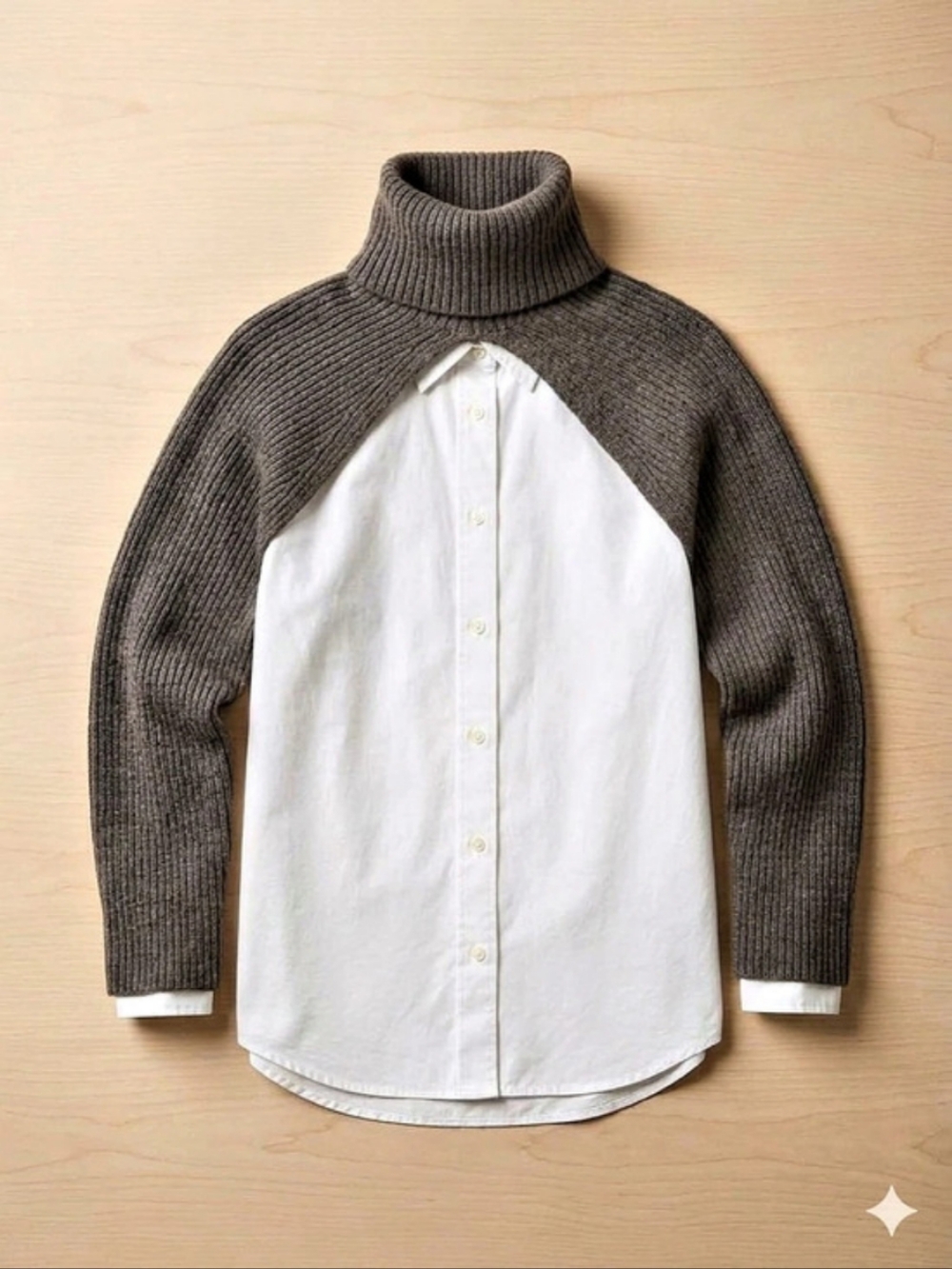 Brown Ribbed Turtleneck Sweater.zara